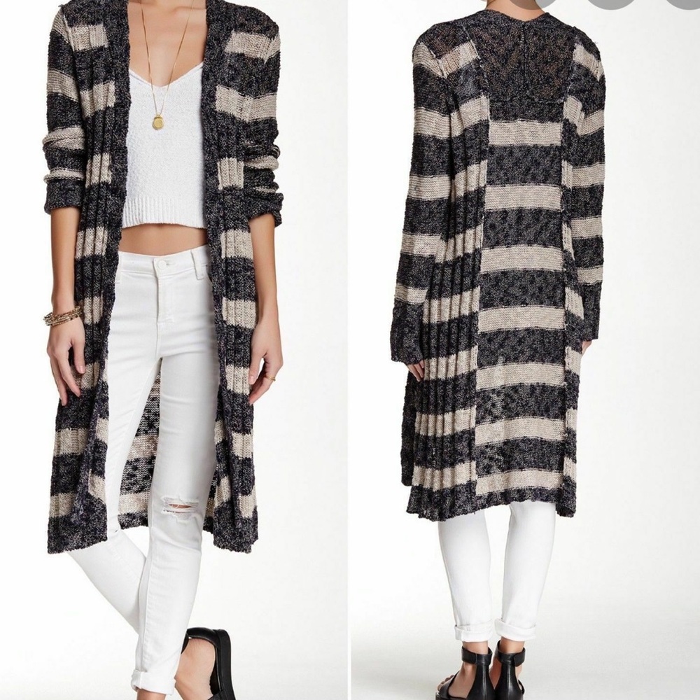 Free People Spirit Striped Almond Combo Cardigan
